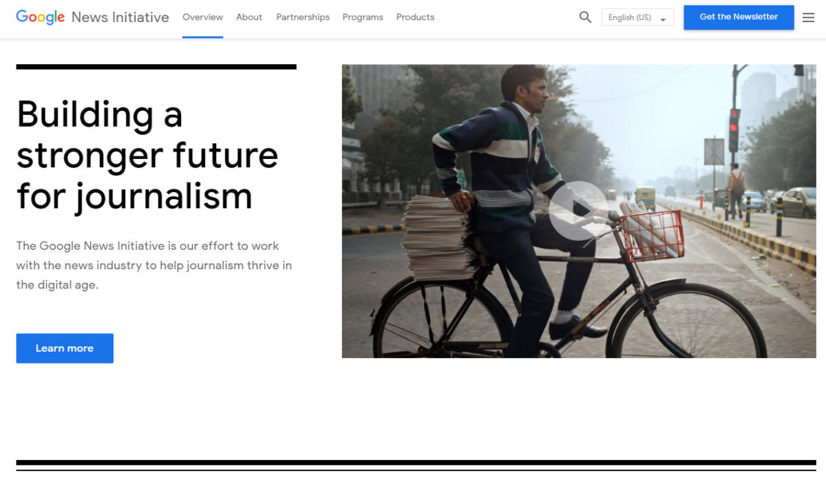 登入 Google News Initiative 網站,有「Building a stronger future for journalism」為題,當中「GNI Innovation Challenges」現時有開放北美地區的申請。