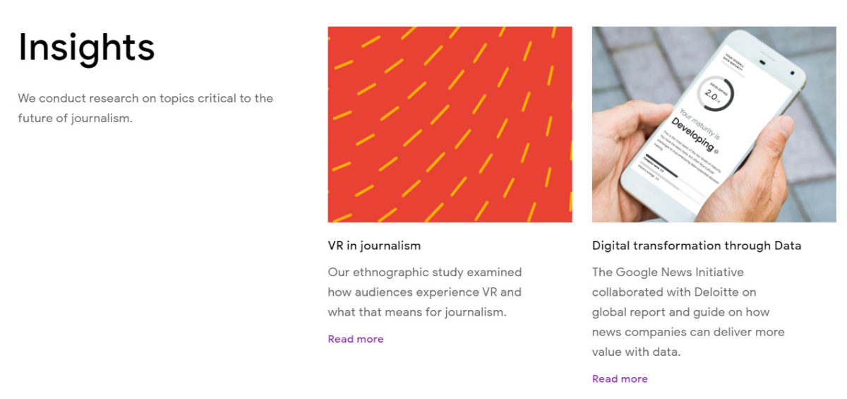 細看 Google News Initiative 網站,能以科技角度看新聞行業未來發展可能性。