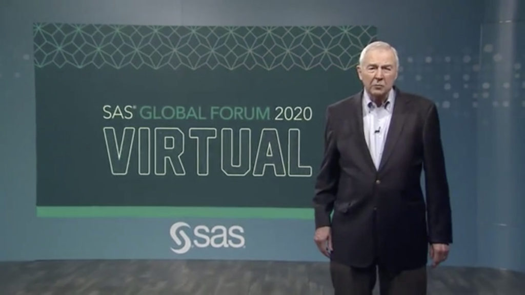 SAS 聯席創辦人兼行政總裁 Jim Goodnight 主持網上錄播大會。