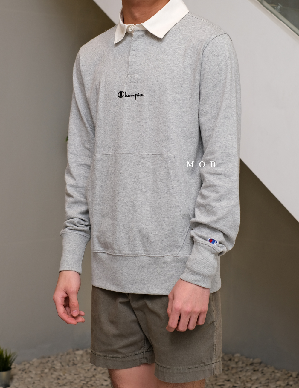 MOB CHMPLST08003A Kanga Pocket Rugby Shirt Grey