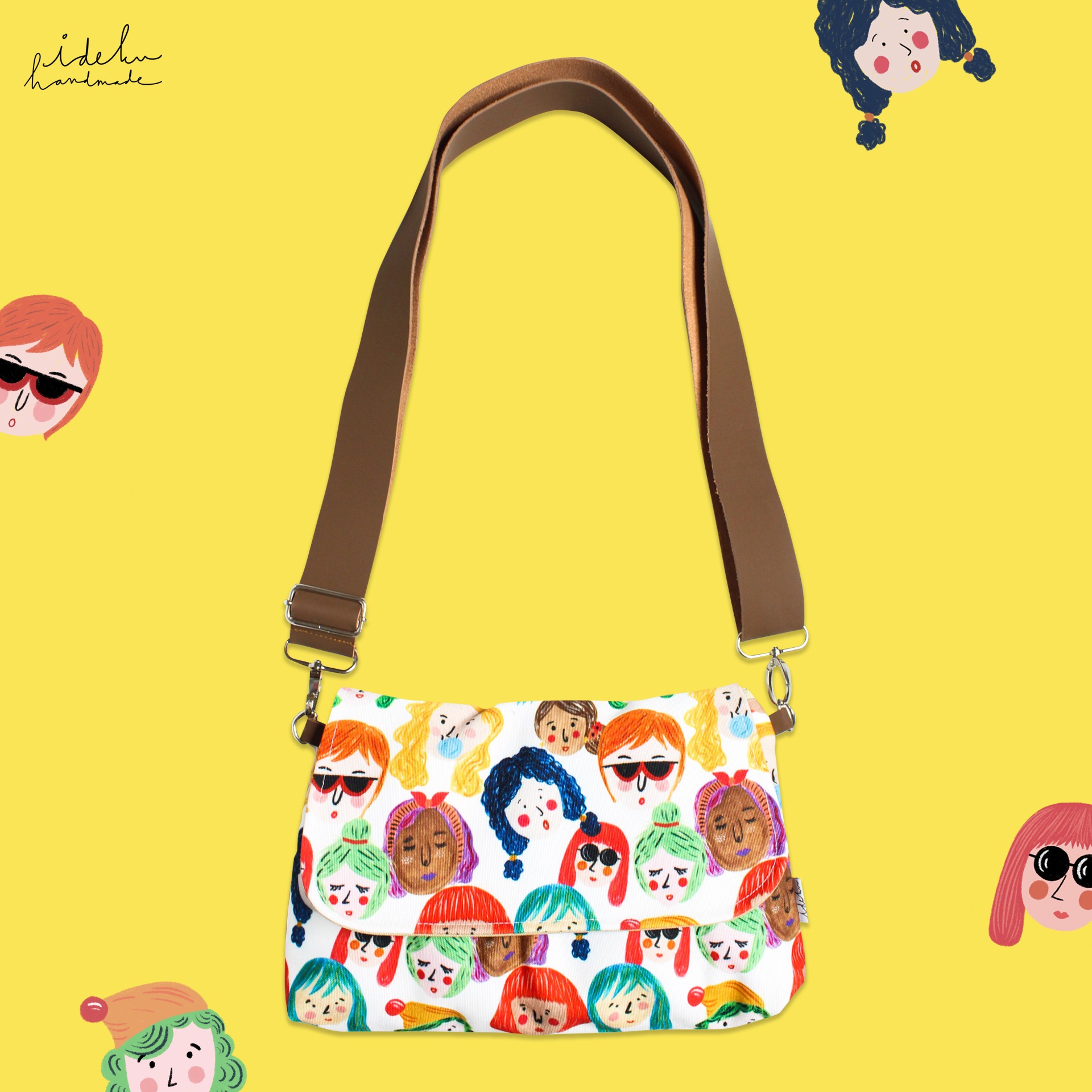 IDEKU HANDMADE Classic Faces Sling Bag