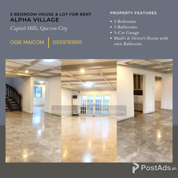 5 Bedroom House & Lot in Quezon City for Rent PostAds.ph