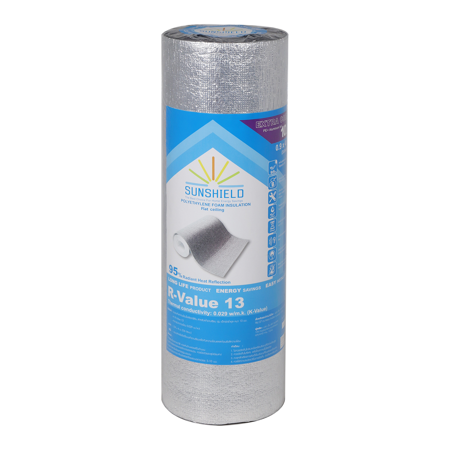 ฉนวนกันความร้อน PE SUNSHIELD หนา 10 มม. 0.9X4 ม.