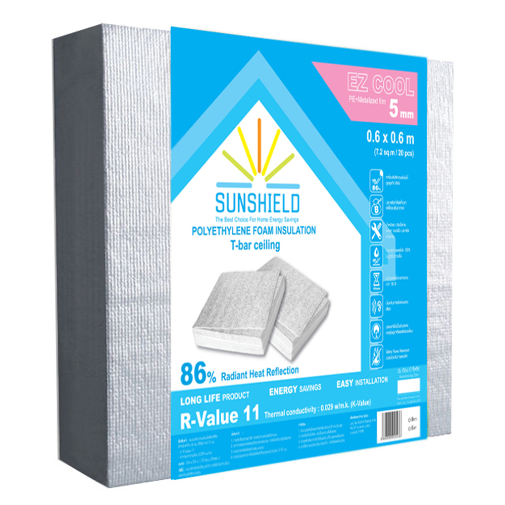 ฉนวนกันความร้อน PE SUNSHIELD หนา 5 มม. 60x60 ซม.