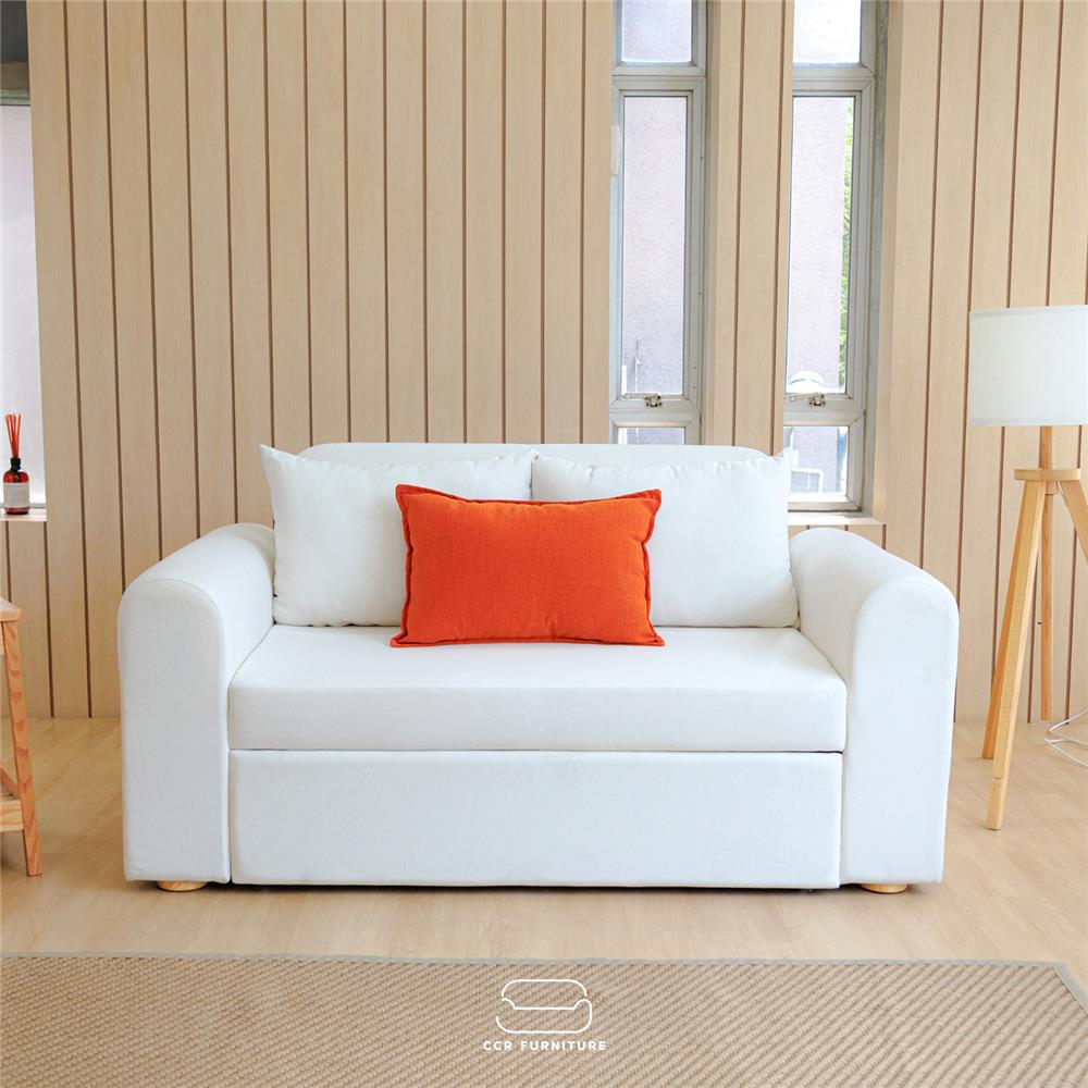 โซฟาเบด CCR FURNITURE รุ่น NARA (นารา) ขนาด 160 cm. ผ้าพรีเมียมสะท้อนน้ำ VC FABRIC สีขาว (FLO843-01)_4