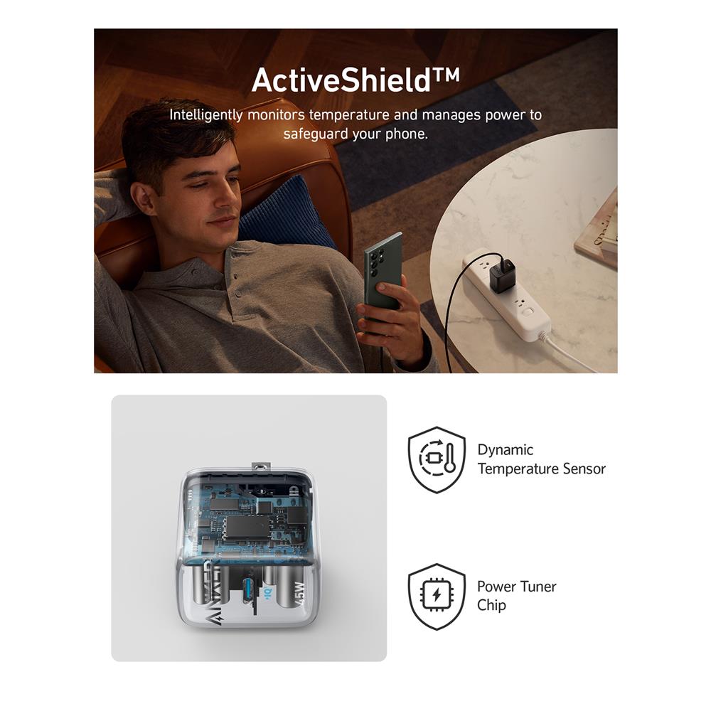 หัวชาร์จ 1 พอร์ต 45 วัตต์ ANKER 313 (Ace2) สีดำ