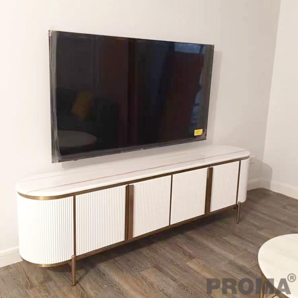  [Pre-order] ตู้วางทีวี  PROMA IT-FF-04BW สีขาว/ทอง_2