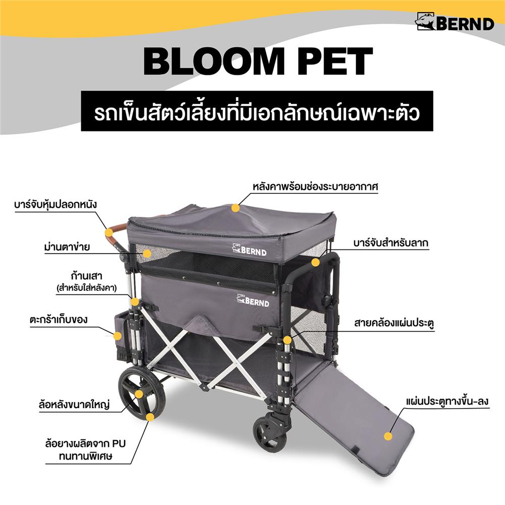 รถเข็นสัตว์เลี้ยง BERND BLOOM PET สีเทา_2