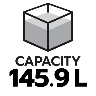 ปริมาตรความจุ 145.9 ลิตร