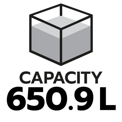 ปริมาตรความจุ 650.9 ลิตร