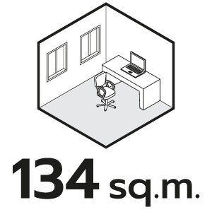 ขนาดห้องที่เหมาะสม 134 ตรม.