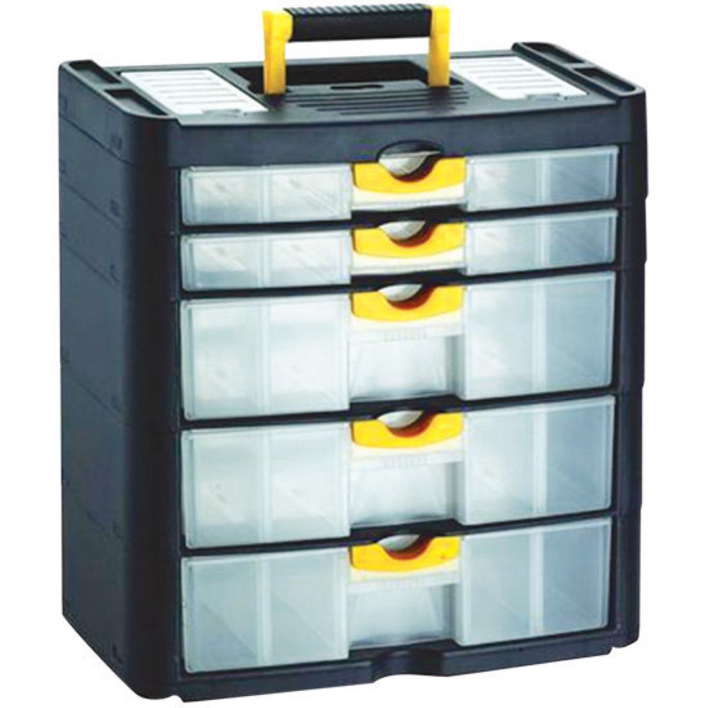 HUALEI STORAGE BOX 5 DRAWERS PLASTIC HL3079-D BLACK-CLEAR