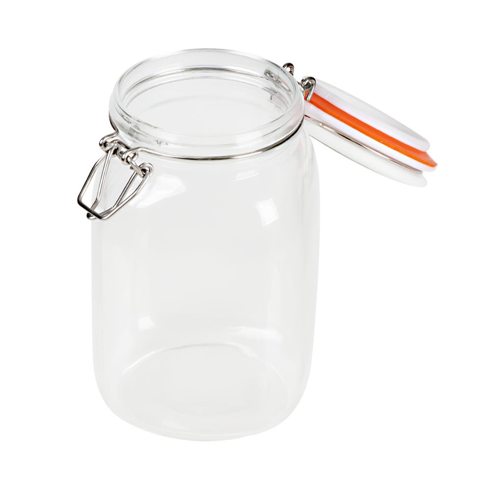 GLASS CANISTER ROUND L WHITE