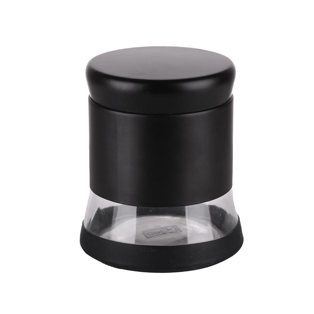 ROUND GLASS CANISTER WITH SCREW LID S BLACK