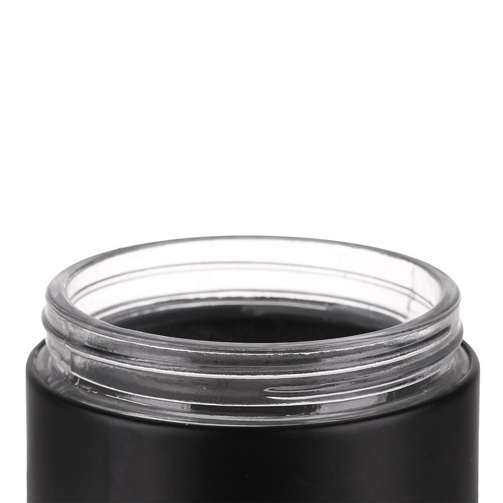 ROUND GLASS CANISTER WITH SCREW LID S BLACK