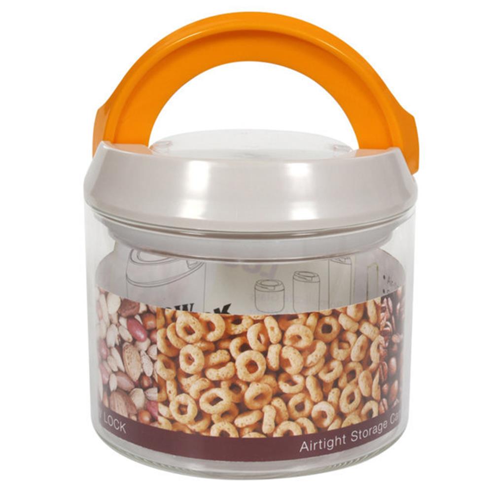 CANISTER GLASS RAINBOW LOCK 0.5L ORANGE