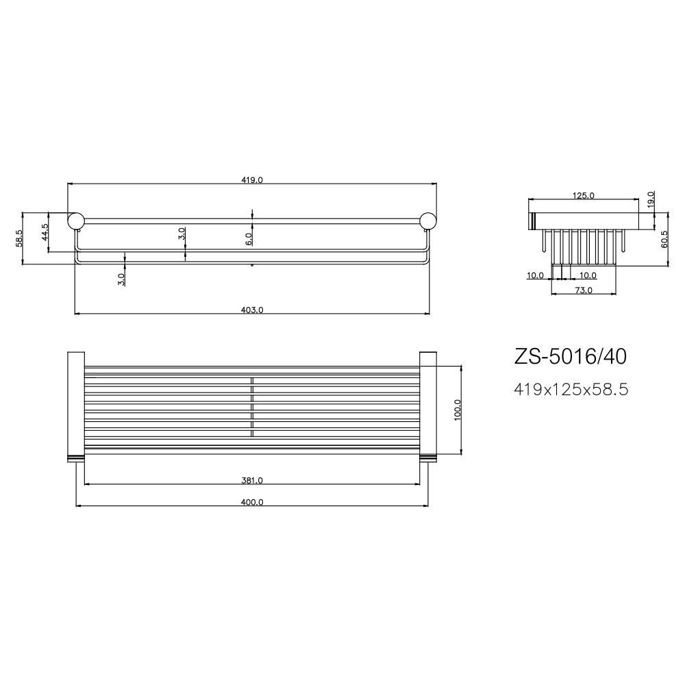 WALL-MOUNTED RACK WS ZS-5016-40 STAINLESS STEEL