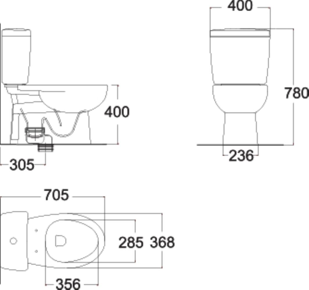 AMERICAN STANDARD 2P TOILET BOWL TF-2793W W37XD70XH78 CM 3/4.5L WHITE