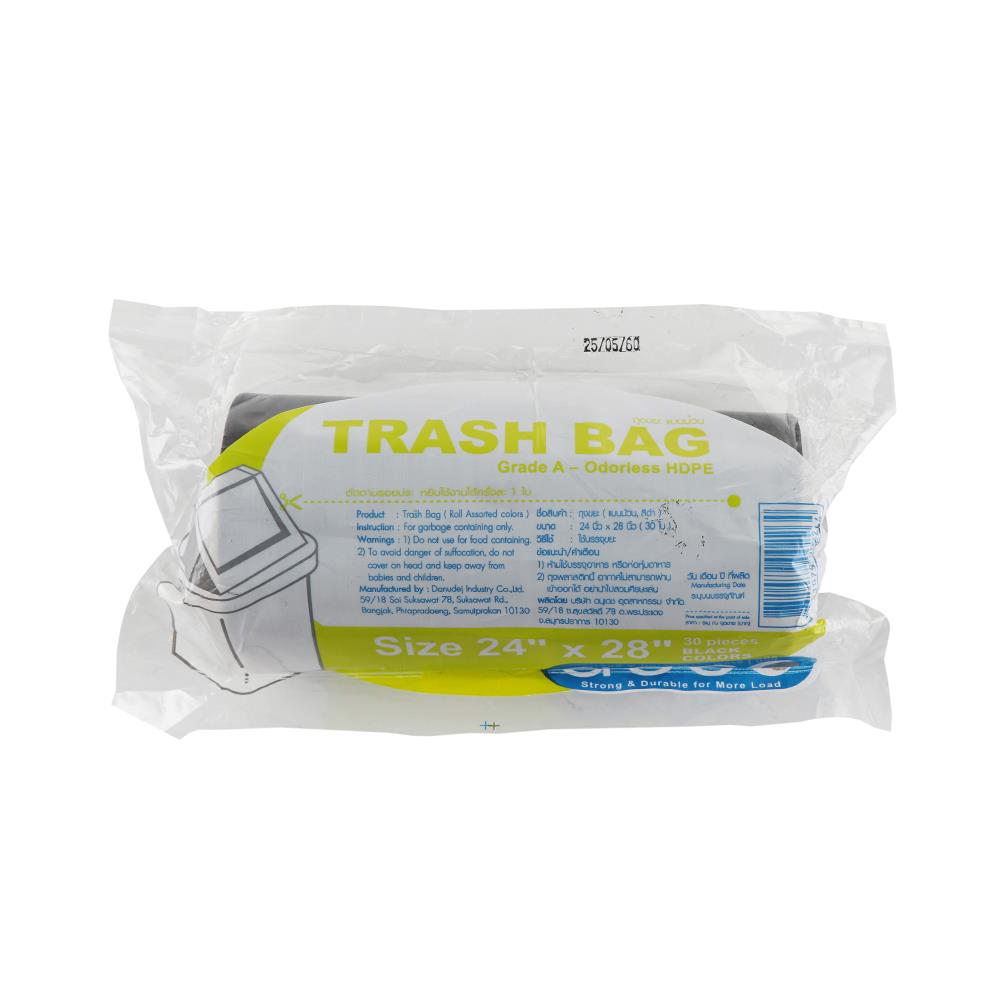 GARBAGE BAGS WITH STAR SEALED BOTTOM ACCO 24X28" 30PCS BLACK