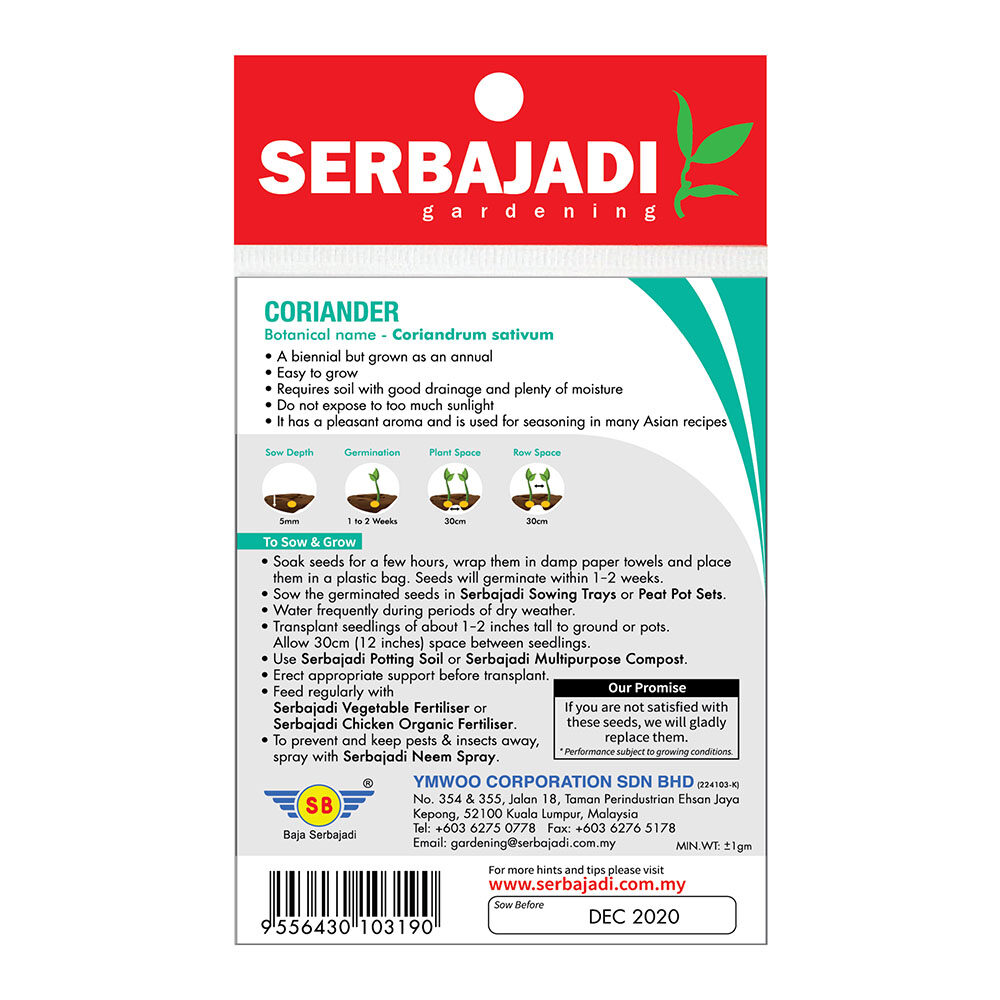 BAJA SERBAJADI CORIANDER VEGETABLE SEED BBS016 1GM