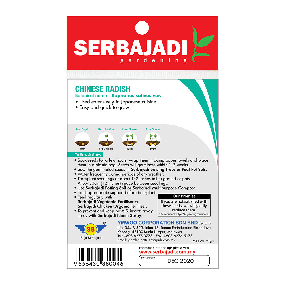 BAJA SERBAJADI CHINESE RADISH VEGETABLE SEED BBS025 1GM