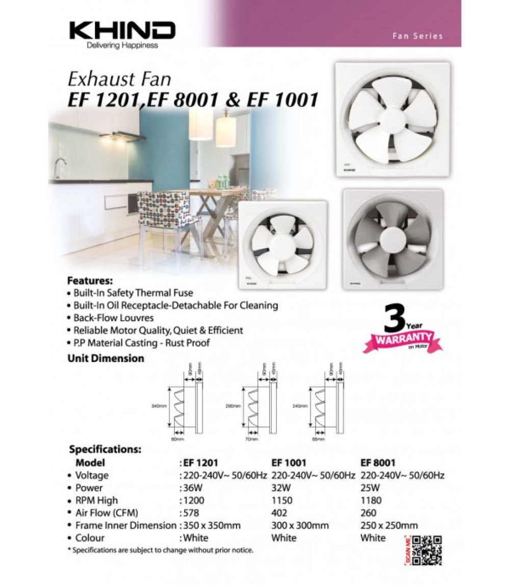 KHIND WALL VENTILATOR EF 8001 8" WHITE