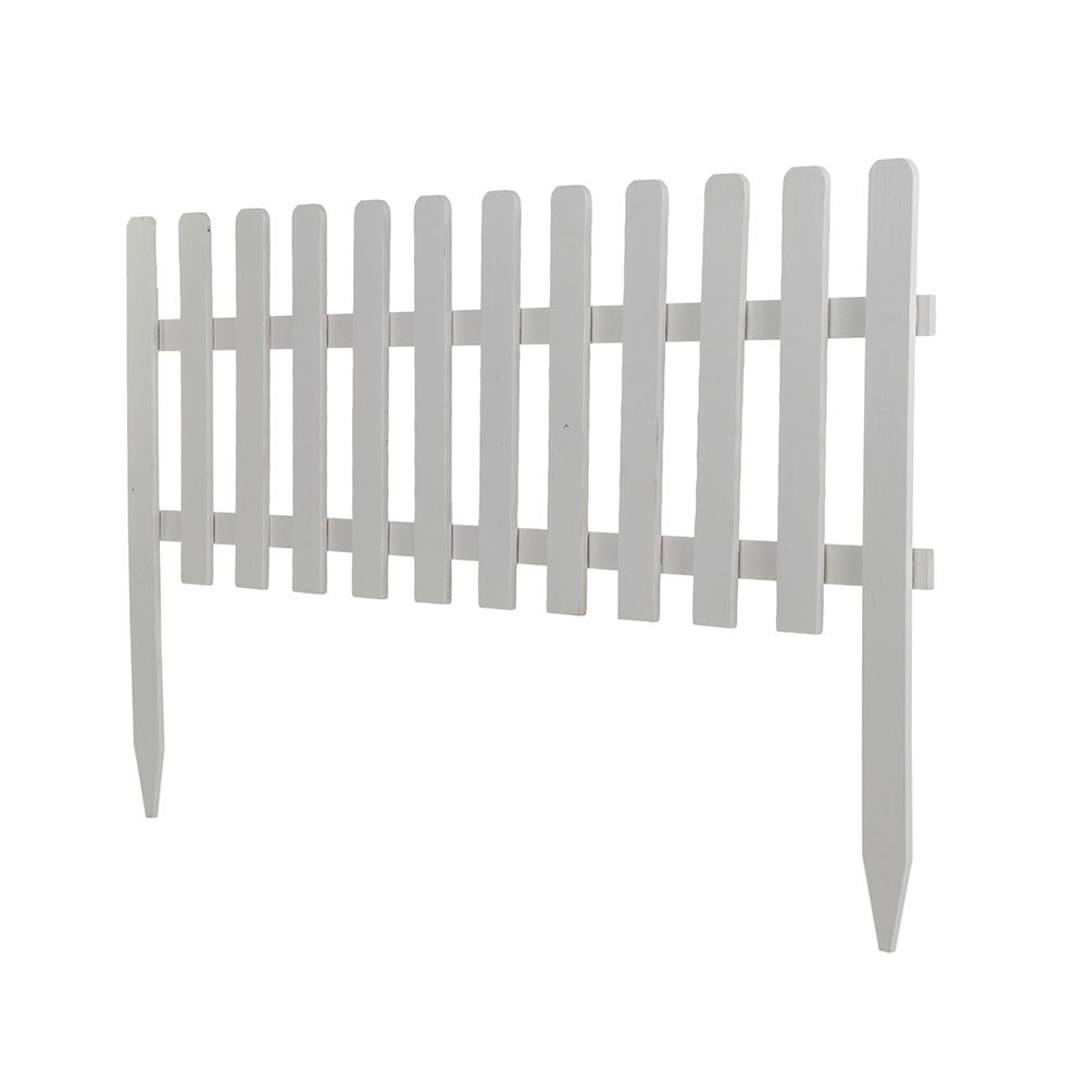 RUBBER WOODEN FENCE WITH STAKE SPRING U-01 XL WHITE