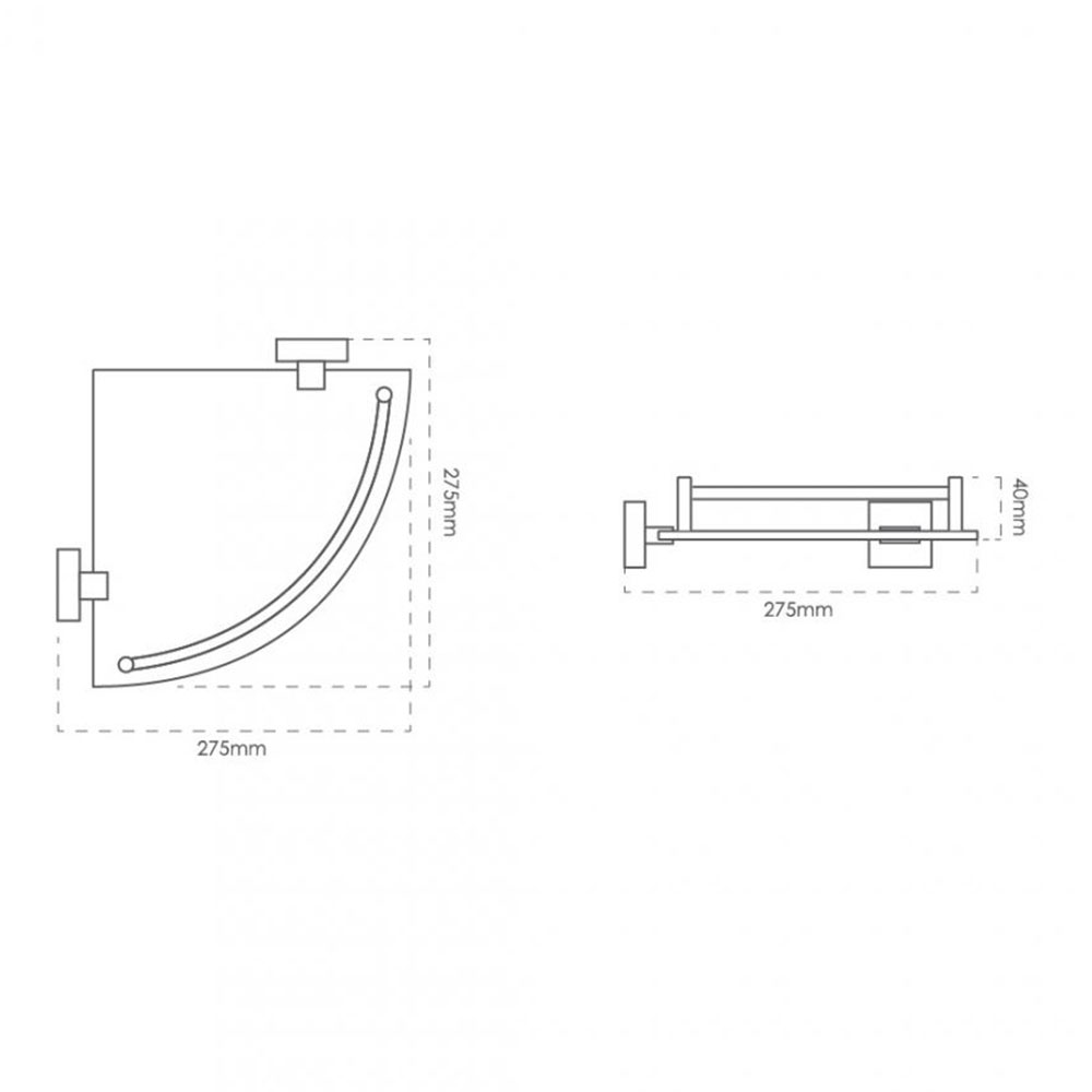 FILTON GLASS SHELF 1 TIER AGS-1002Q W28XD28XH4 CM CLEAR