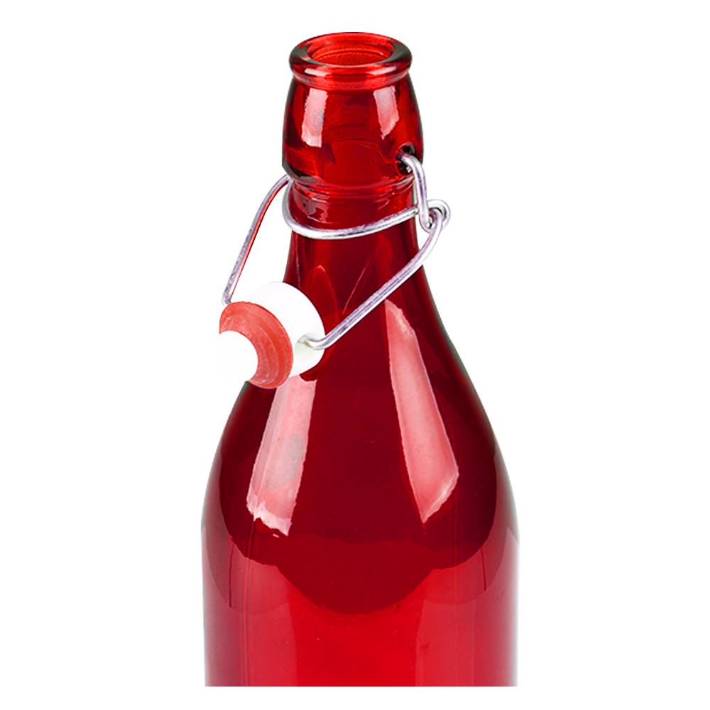 BORMIOLI WATER BOTTLE GLASS LOCK 1L RED