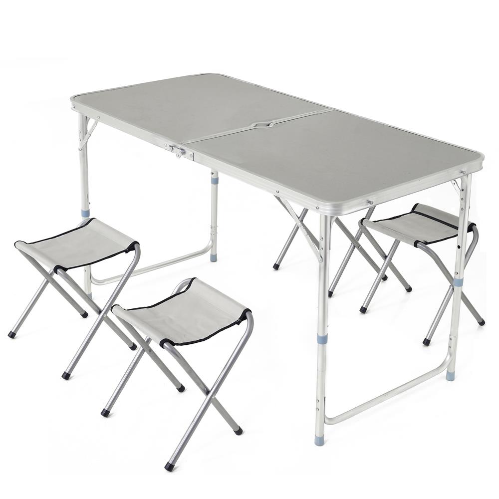 FURNITURE PICNIC FOLDING 4 CHAIR HOME LIVING ALUMINIUM GRAY