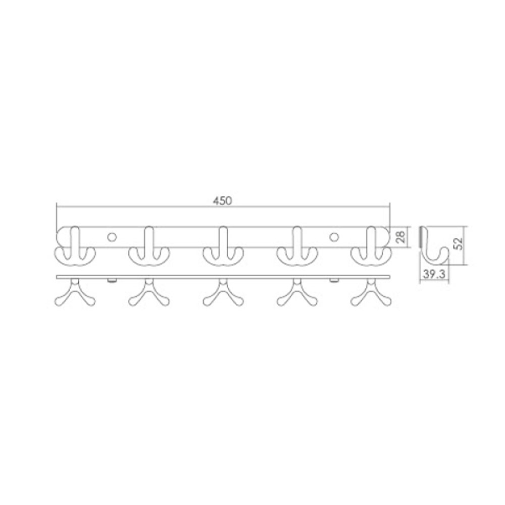CABANA TOWEL HOOK 5 HOOKS CB801-5 W45.2XD3XH5 CM SILVER