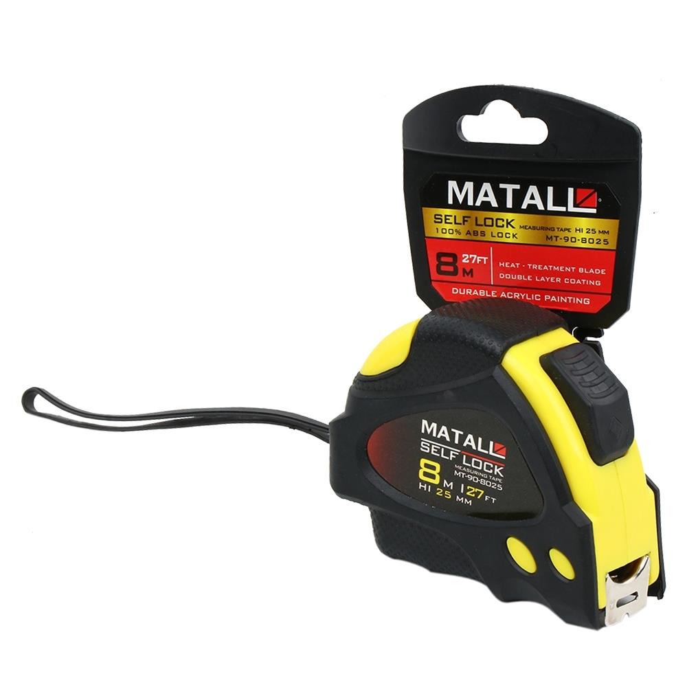 RUBBERIZED MEASURING TAPE MATALL SELF-LOCK 8M
