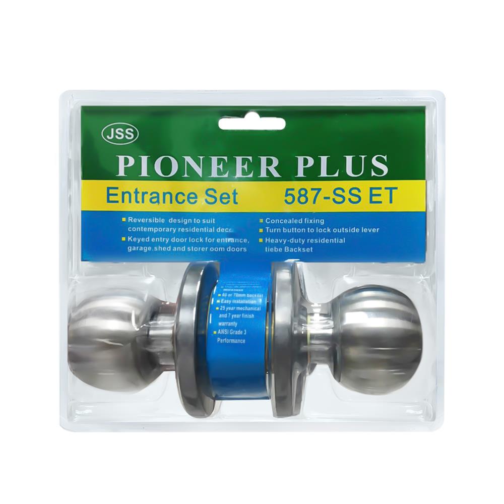 KEYED ENTRY DOOR KNOB ROUND HEAD JSS 587 STAINLESS STEEL