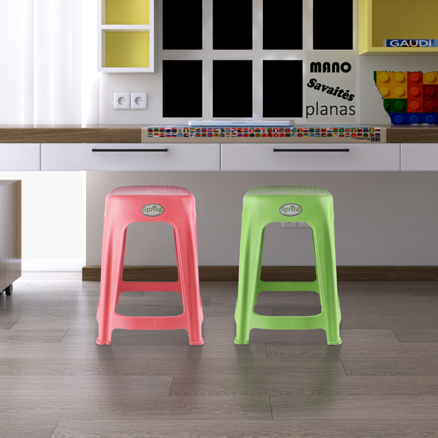 HOMEPRO SPRING CHAIR PLASTIC PP TWO TONE W37.5XD34XH46 CM PINK