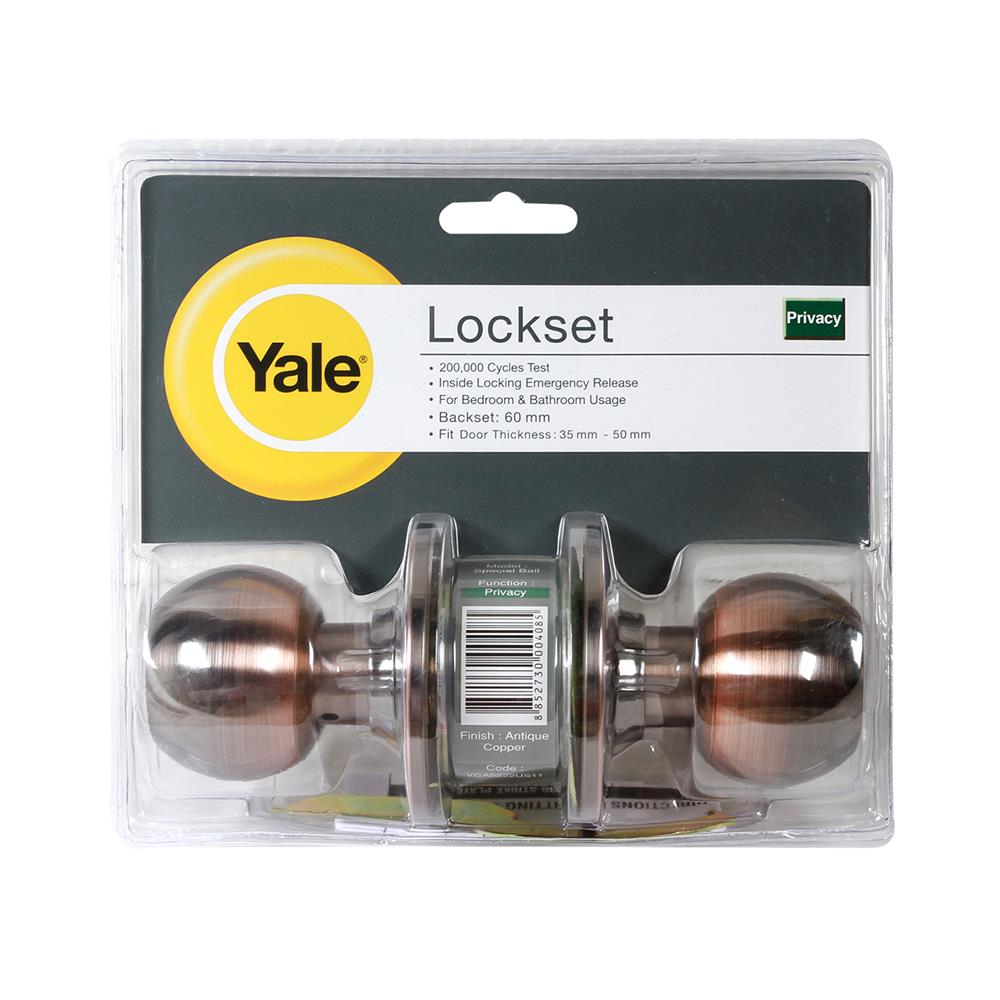 YALE KN-VCA5222US11AC ANTIQUE COPPER BATHROOM KNOB