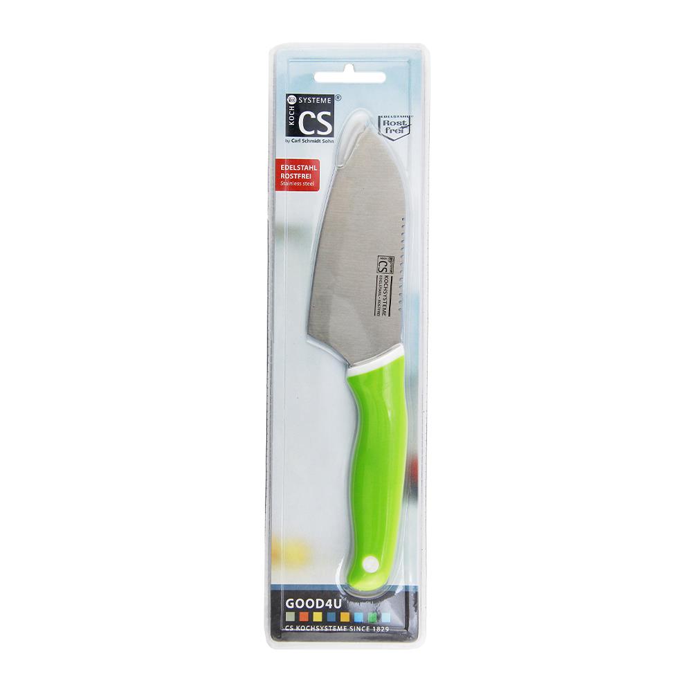 SANTOKU KNIFE CS COLOR HANDLE 5IN GREEN