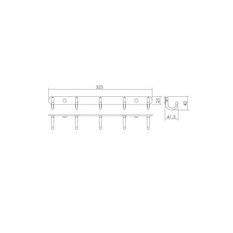 CABANA TOWEL HOOK 5 HOOKS CB8006-5 W34.6XD4XH5 CM SILVER