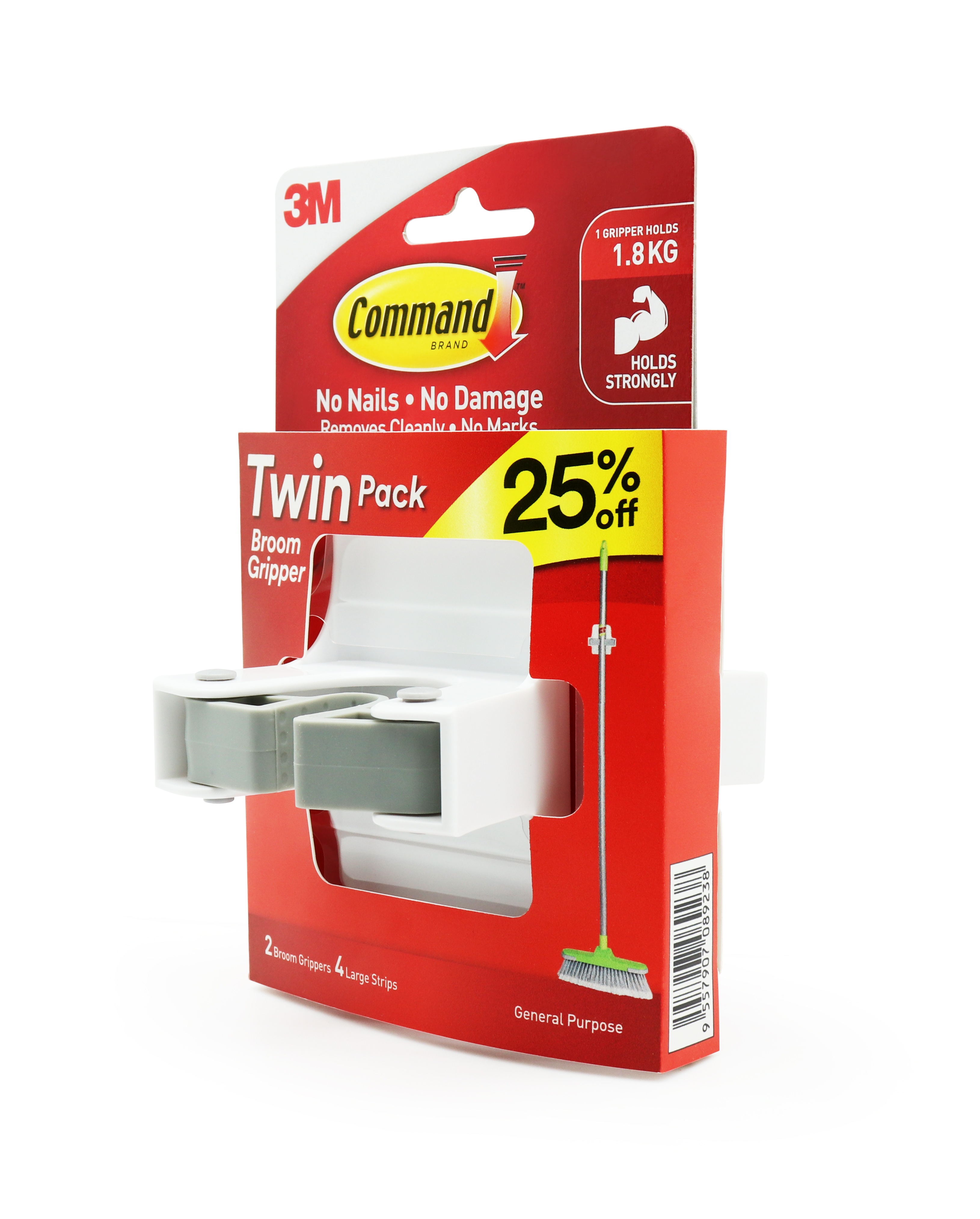COMMAND BROOM GRIPPER TWIN PACK 17007