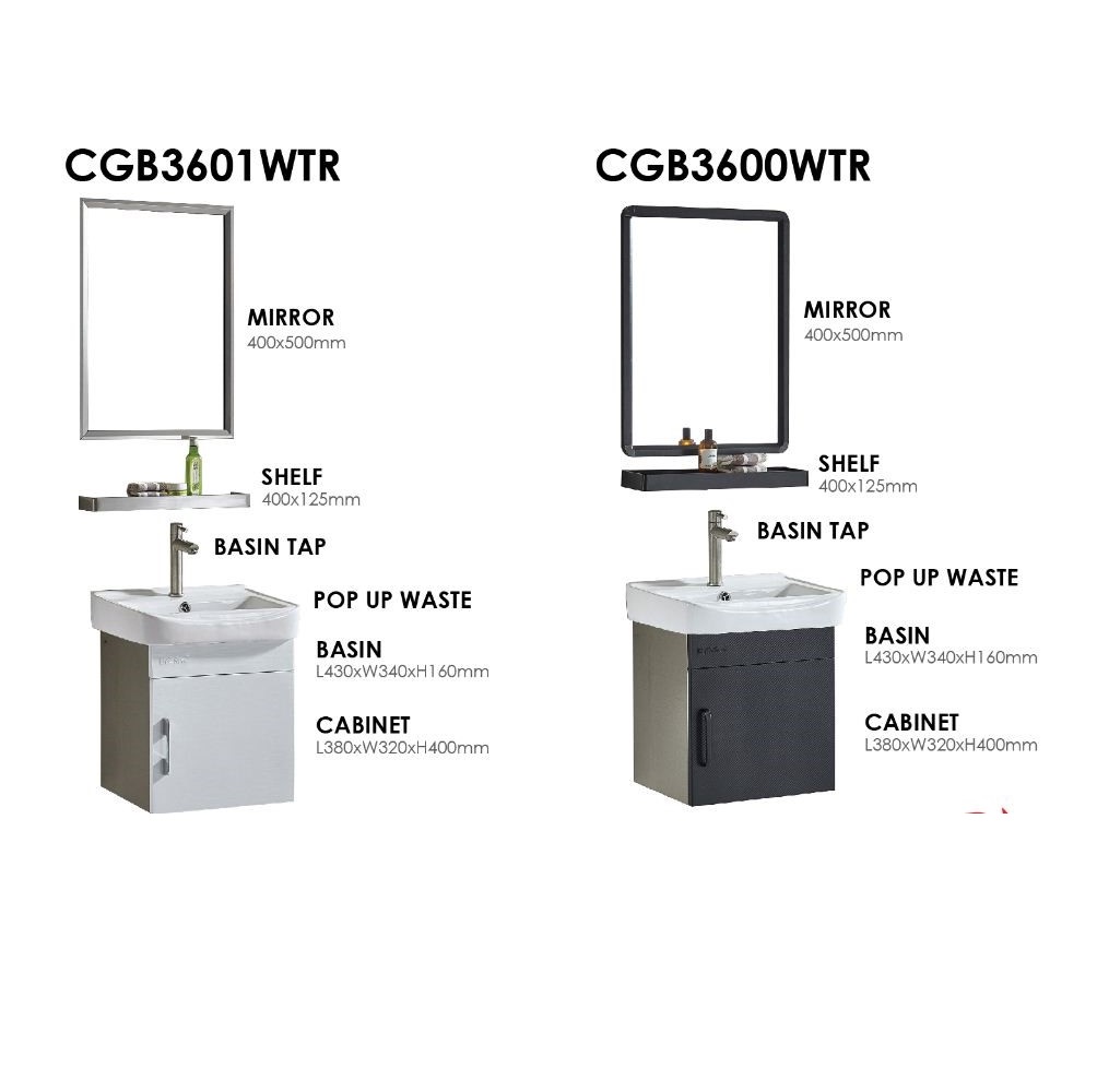 CABANA COUNTER WASHBASIN SET 6PCS CGB3600WTR BLACK