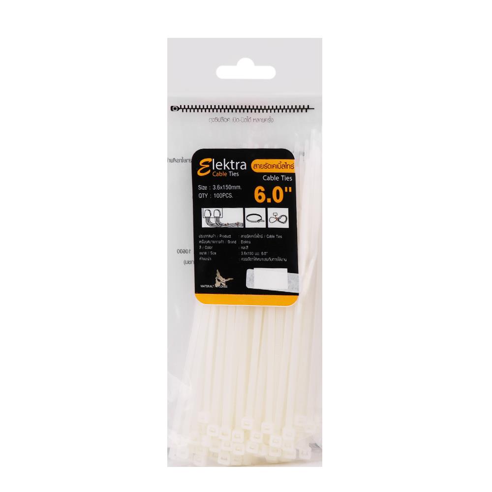 CABLE TIES ELEKTRA 6 Inch 3.6 Millimeter WHITE (100 LINE)
