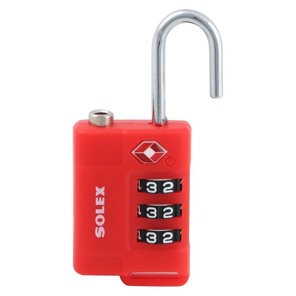 COMBINATION PADLOCK SOLEX TSA 33 31MM RED