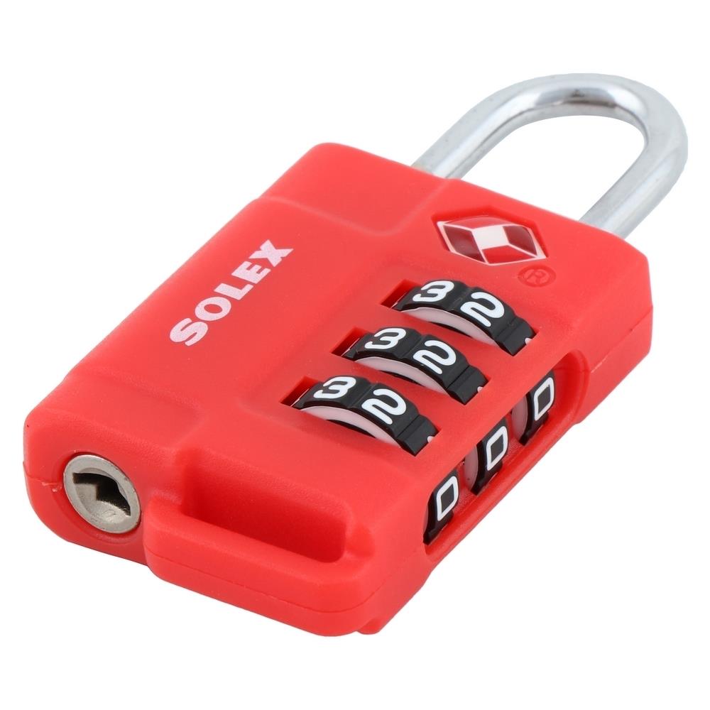 COMBINATION PADLOCK SOLEX TSA 33 31MM RED