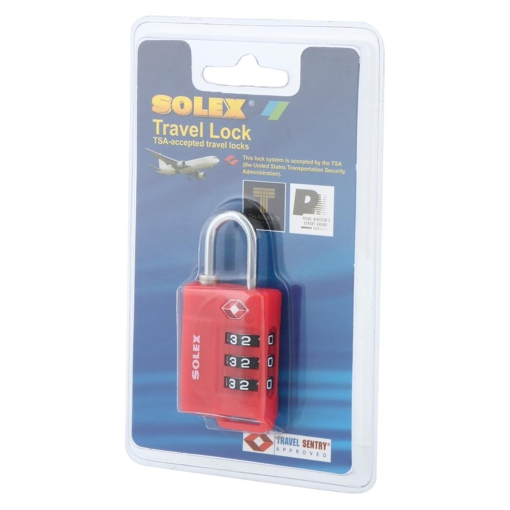 COMBINATION PADLOCK SOLEX TSA 33 31MM RED