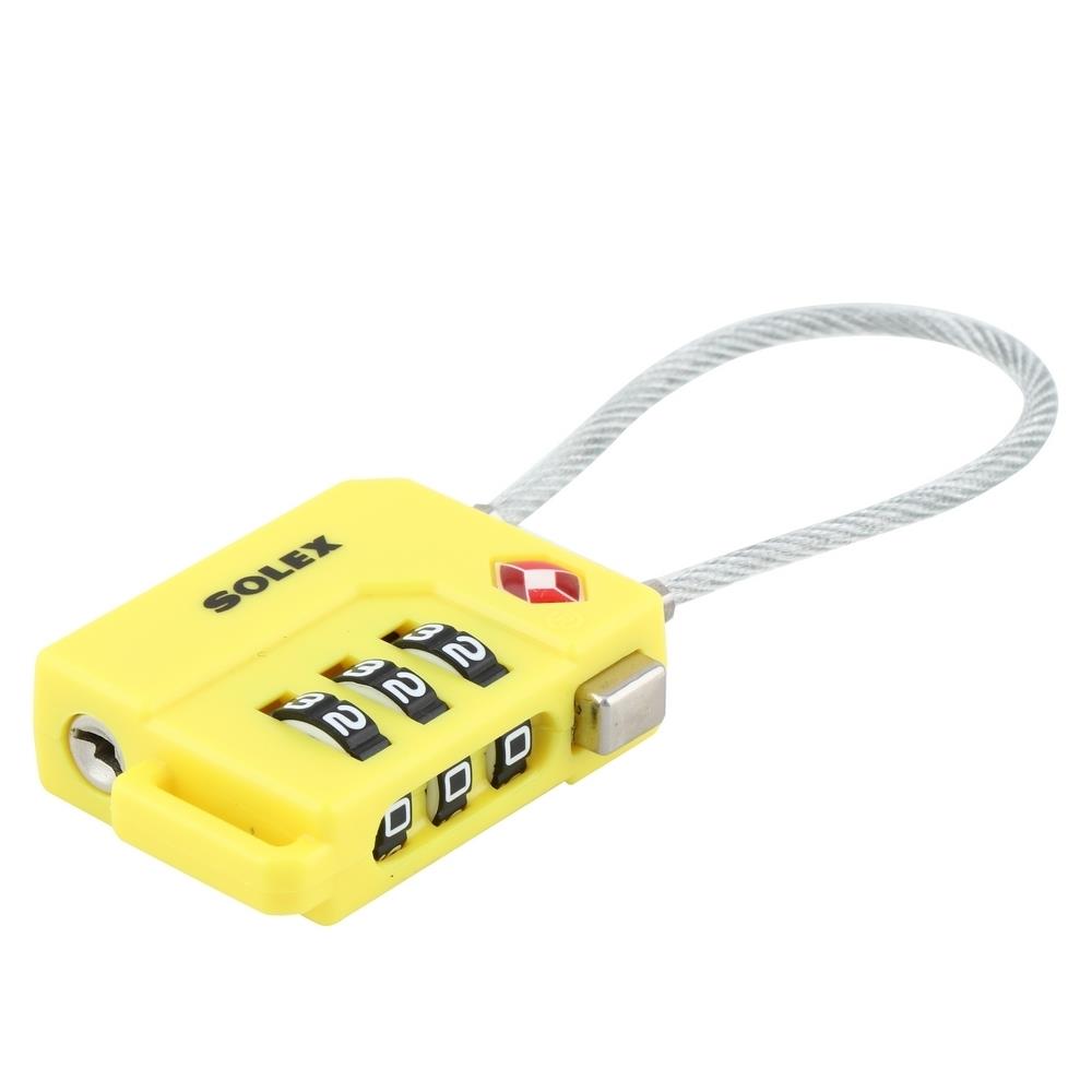 COMBINATION PADLOCK SOLEX TSA 33W 31MM YELLOW
