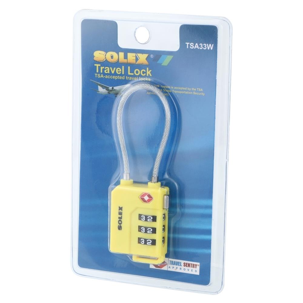 COMBINATION PADLOCK SOLEX TSA 33W 31MM YELLOW