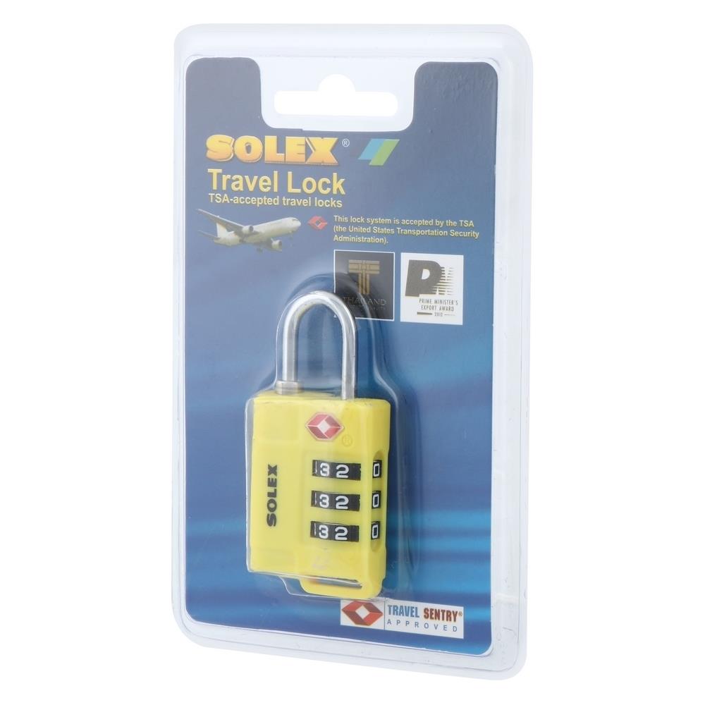 COMBINATION PADLOCK SOLEX TSA 33 31MM YELLOW
