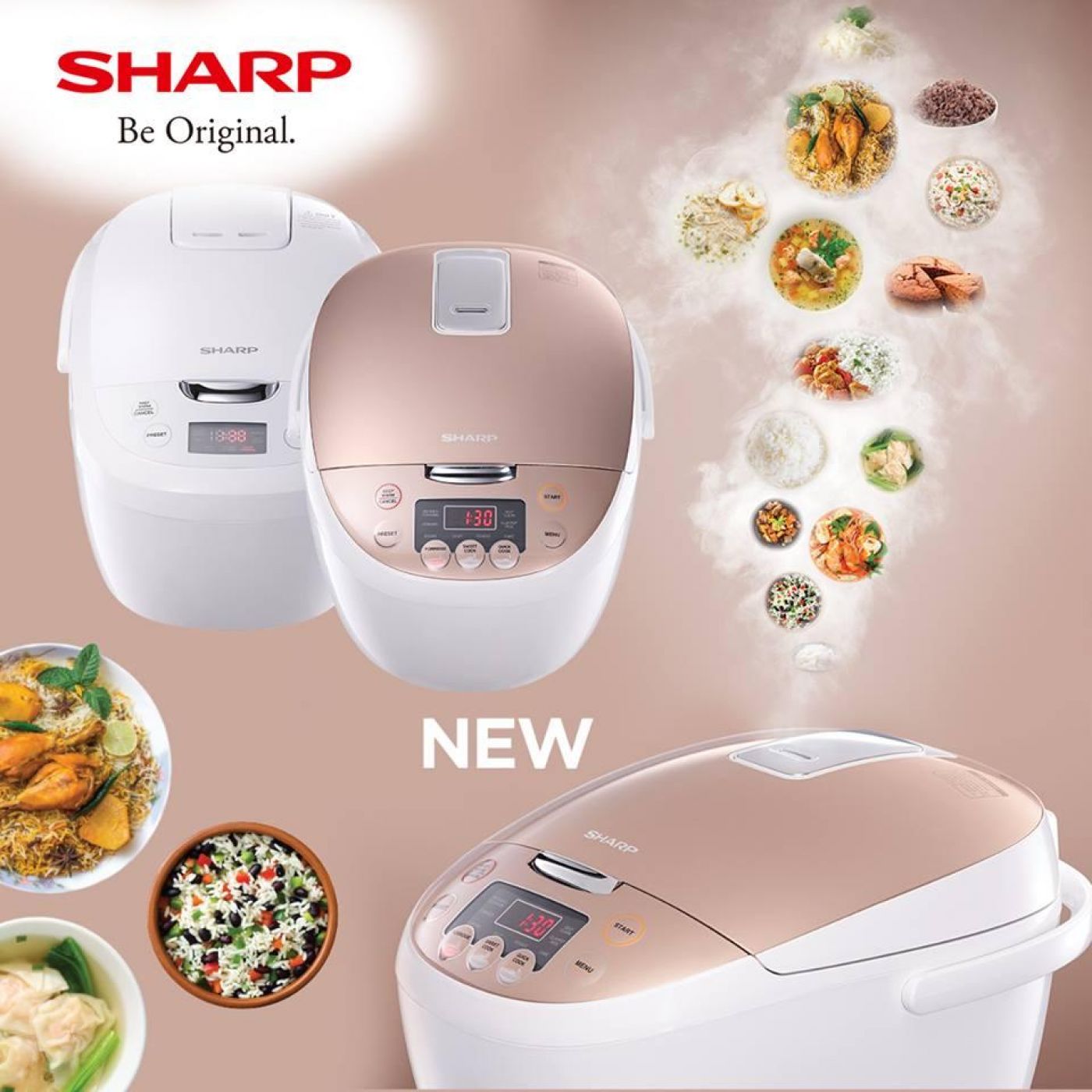 SHARP RICE COOKER DIGITAL KSC186GL 1.8L WHITE/PINK
