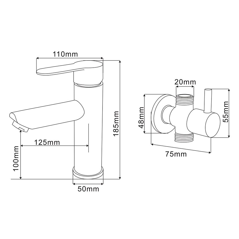 BASIN MIXER WITH STOP VALVE RASLAND RA SS-4003-STOP