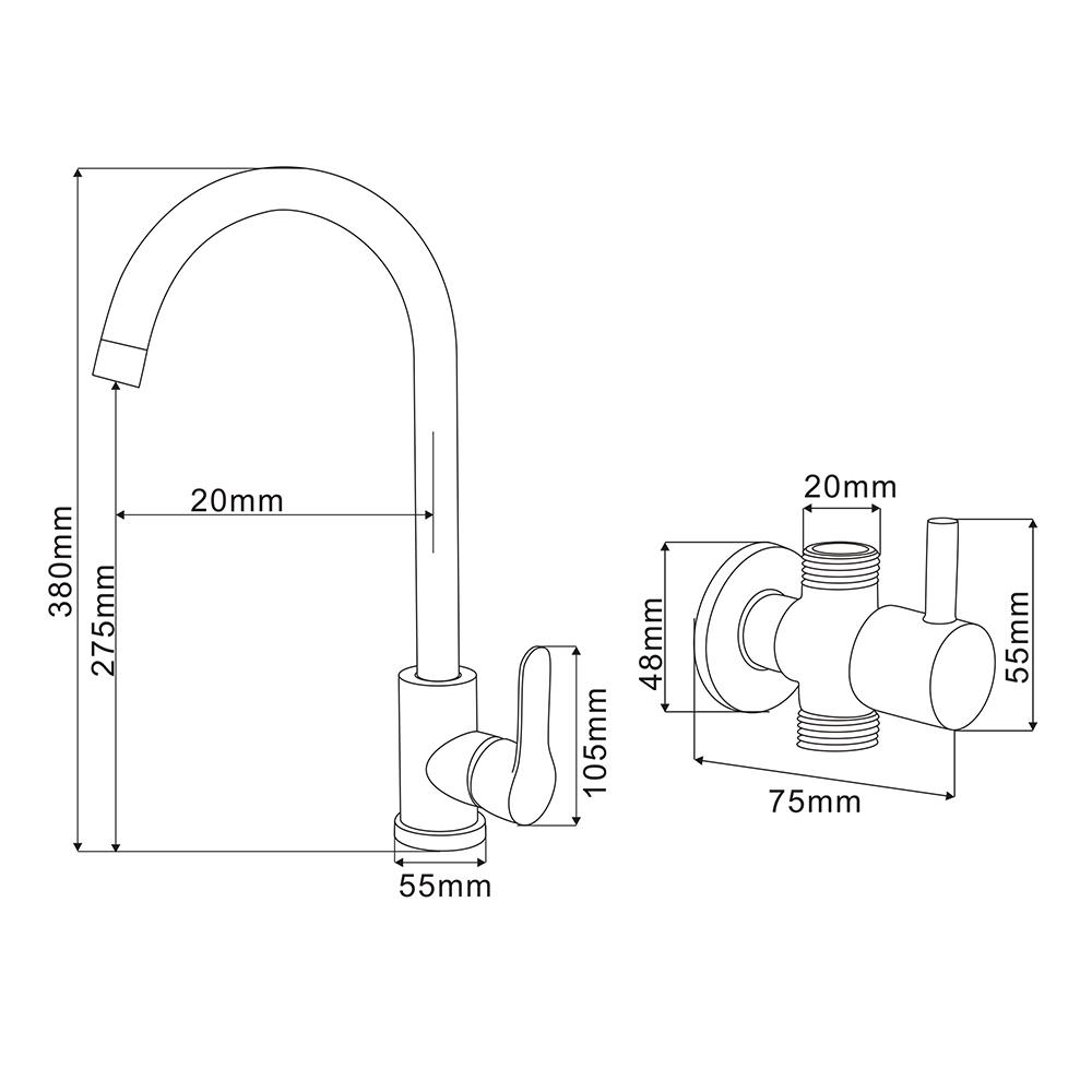SINK MIXER SET RASLAND RA SS-5002-STOP CHROME