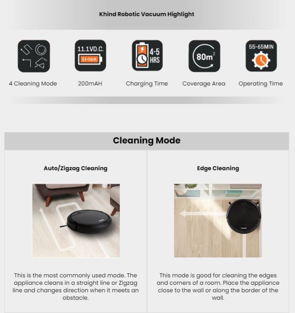 KHIND ROBOTIC VACUUM VC9X6A BLACK
